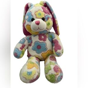 Build-A-Bear BAB Blossom Bunny Floral Rainbow Plush Stuffed Animal 16” 2010